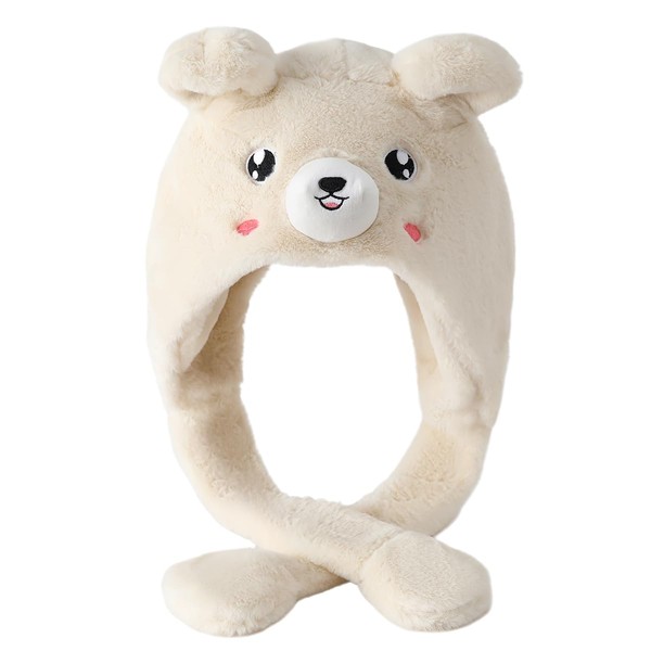 Laahoem Movable Ear Bear Hat Women's Cute Funny Plush Bunny