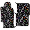 Colorful Skull Oven Mitts and Pot Holders Sets 4Pcs,Heat Resistant