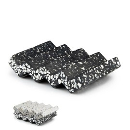 Tapeera Zig Zag Jesmonite Terrazzo Stone Soap Dish for Bathroom Sink - Concrete Soap Saver for Bar Soap Holder for Shower - Sponge Holder - Self Draining Soap Dish Holder - Kitchen Soap Tray (Black)