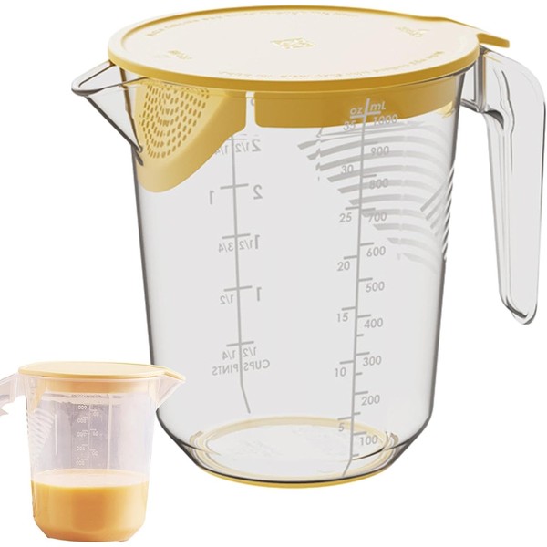 Kitchen Measuring Cup with Filter Plate, 1000ml Cooking Baking Jug