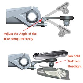 Thinvik Out-Front Extended Bike Computer Mount for Wahoo,Adjustable Angle Gopro Combo Mount for Wahoo Mini Wahoo Elemnt & Elemnt Bolt,Elemnt Roam GPS Bike Computer - CNC Aluminum Alloy