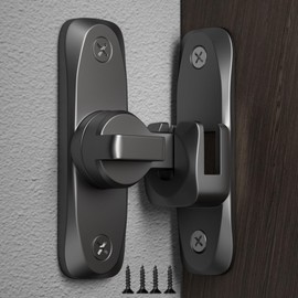 Barn Door Lock 90/180 Degree Door Latch Lock Safety Zinc Alloy Sliding Door Latch Lock Gate Lock Door Security Locking Latch for Cabinets, Bathroom, Garage, Window (Gray)