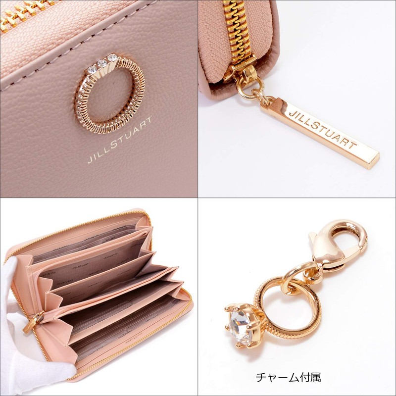 JILLSTUART JSLW0DT1 Long Wallet, Cowhide Leather, Round Zipper, Charm, Coin