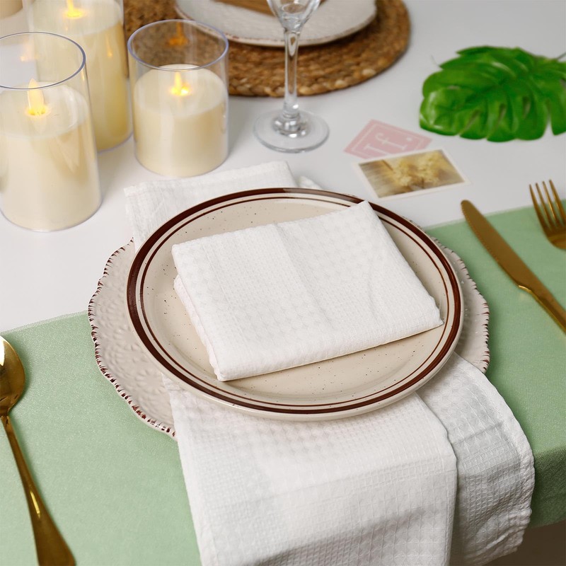 White Waffle Weave Cotton Napkins Set of 6-100% Pure Soft