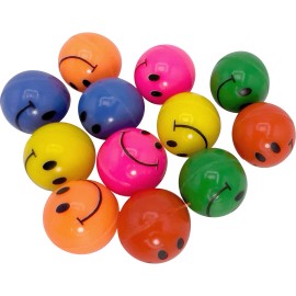 Mandarin Bird Toys 2174 Pk12 Smiley Rubber Bouncers - Brightly Colored Rubber Ball Classic Bird Toy