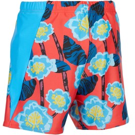 Kes-Vir Boys and Girls Swim Shorties, Floral Blue with Built-in Waterproof Inner Briefs Incontinence Swimwear, Chlorine Resistant UVF 50+ Fabric, Age 13-14 Years