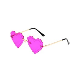 QVKUUT Stylish Irregular Rimless Heart Shape Sunglasses for Party and Dancing, purple