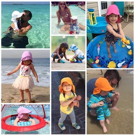 PythJooh Baby Sun Hat Kids Outdoors UPF 50+ Sun Protection Hats Girls Boys Breathable Quick-Dry Adjustable Flap Caps for 0-5Years Navy Blue