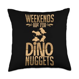 Dino Chicken Nugget Dinosaur Nugs Veggie Funny Throw Pillow, 18x18, Multicolor