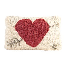 Chandler 4 Corners Artist-Designed Arrow & Red Heart Hand-Hooked Wool Decorative Throw Pillow - Valentine's Day Pillow for Couches & Beds - Easy Care & Low Maintenance - Red Heart Home Décor