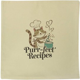 Azeeda 40cm x 40cm 'Purr-fect Recipes' Canvas Cushion Cover (CV00041581)