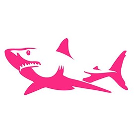 Auto Vynamics - BMPR-SHARK-8-GPNK - Gloss Pink Vinyl Detailed Swimming Shark Sticker/Decal - Open Mouth Design - 8-by-3.75-inches - (1) Piece Kit - Single Decal
