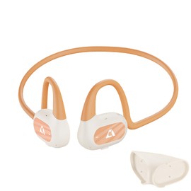 YMOO Open Ear Wireless Bluetooth 5.2 Headphone for Running, IPX4 Water/Sweatproof Swimming Headset,10H Playtime, Low Latency, HiFi Air Conduction Earbud with Dual-mic for Workout/Trekz (Orange)