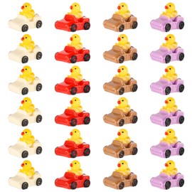 Tinoaly Miniature Resin Figures: 24pcs Mini Jeep Duck Set 4 Colors Retro Design for Home, Garden, Car & Office