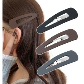 Herbeluemily Hair Clip, Bangs, Hair Clip, Bangs Pin, Large, Set of 3, Black, Brown, Gray