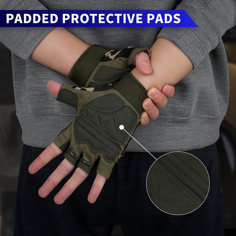 FIORETTO Fingerless Gloves for Airsoft Shooting Half Finger Hunting Hiking
