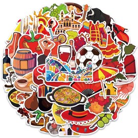 Spain Stickers |50Pcs Espana Waterproof Vinyl Decals for Bike Water Bottles Laptop Bicycle Refrigerator Cup Luggage Computer Mobile Phone Skateboard Decor