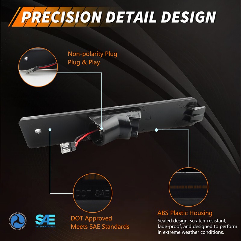 OFFKAT Smoked White LED Front Side Marker Lights For 1984-1992