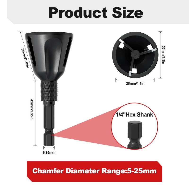 LATTHANT Deburring External Chamfer Tool with Tungsten Carbide Blade, Bolt