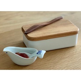 World Create viv Hasamiyaki Sauce Pot & Spoon, White Kotori 20015
