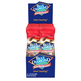 Blue Diamond Almonds, Smokehouse Flavored Snack Nuts, Single Serve Bags (1.5 Oz. Tubes, Pack of 12)