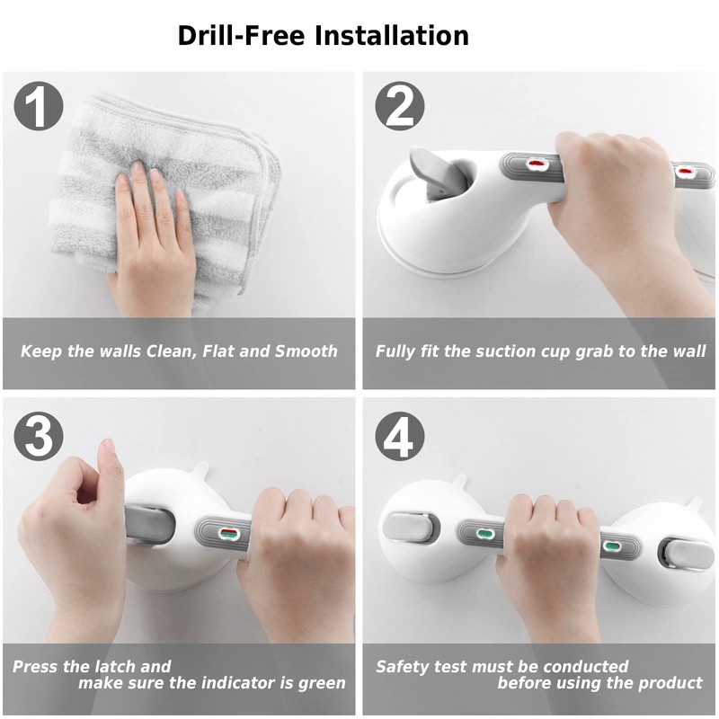 Newthinking Suction Grab Rails for Bathroom, Portable Suction Bathtub Handles