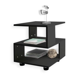 Jerry & Maggie - Magic Cube Nightstands Japanese Tatami Classic Modern Fashion Style - 2 Tier Rectangle Hallow Design Night Stand Storage Bedside Table Storage Black