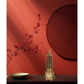 Betterdecor Feng Shui Brass Color Nine Levels Wen Chang Pagoda Statue Home Office Decor Gift for Education and Career