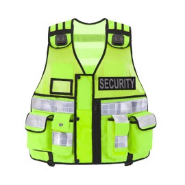 SECURITY High Visibility Safety Vest Jacket Tactical Law Enforcement Gear Made with Breathable Mesh Meets ANSI/ISEA Standards (FREE SIZE, YELLOW)