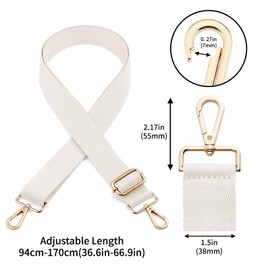 QIUTIMIY Shoulder Strap, Adjustable, Thick, Soft, Universal, Non-Slip Replacement Comfort Strap with Metal Swivel Hook for Shoulder Bag/Messenger Bag, beige