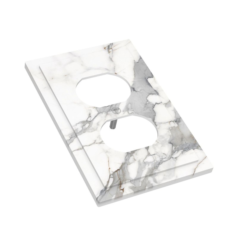 Ukutarly Gray White Marble Outlet Covers Decorative Electrical Wall Plate