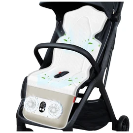 TRELC Baby Stroller Cooling Pad with 2 Fans, 3 Speeds Cooling Cushion, 10000mA Rechargeable Battery, Timer Setting, Breathable & Washable Cooling Pad Liners for Stroller Crib Summer Baby Essentials