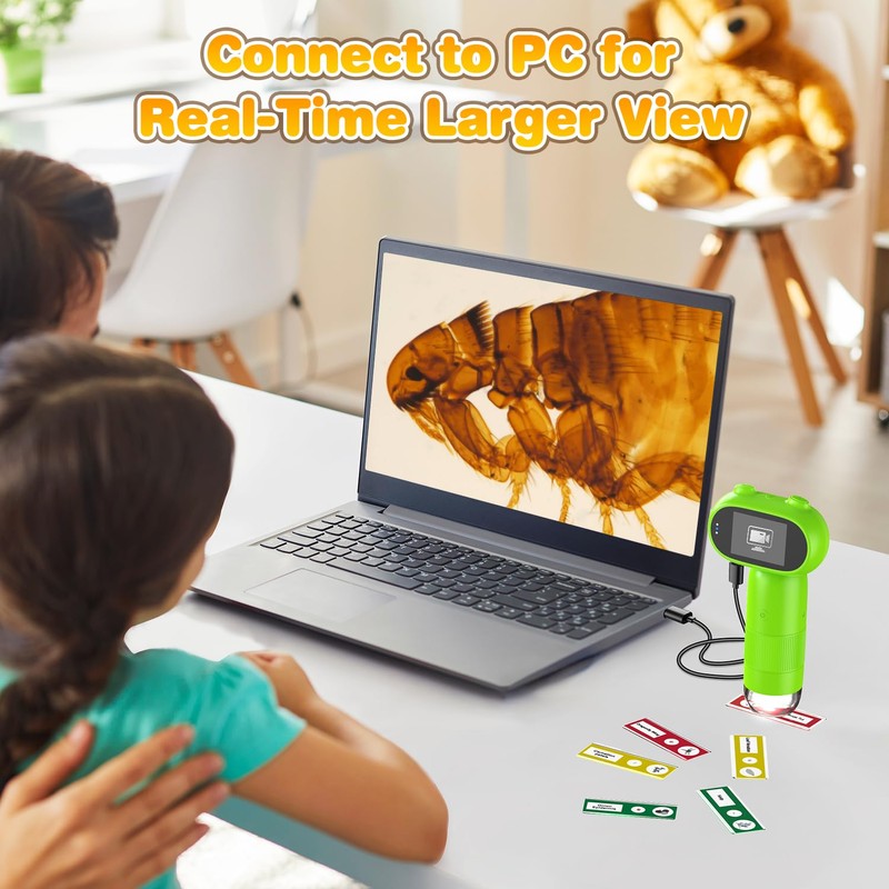 Digital Microscope for Kids,2.0" IPS Screen Handheld Microscope for Kids,Support