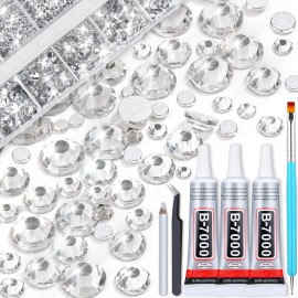 B7000 Rhinestones Clear Glue With Rhinestones For Crafts, 3600Pcs Face Gems Clea