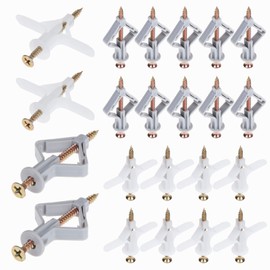 Mynoozi Pack of 200 Plasterboard Dowels and Screws (50 White Dowels + 50 Grey Dowels + 100 Screws), Self-Drilling Plasterboard Dowels, Screws Expansion Screw Drywall Anchor for Plasterboard Wall