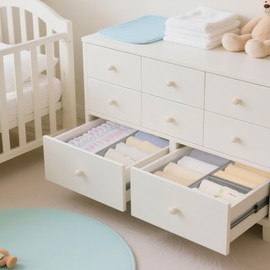 Criusia Drawer Organizer Clothes, 14 Pack Dresser Organizer for Baby Clothes, Underwear, Sock- Foldable Closet Organization and Storage Dividers Bins for Nursery, Bedroom and Dorm (Grey)