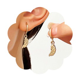 Yheakne Boho Wing Drop Earrings Vintage Wings Huggie Hoop Earrings Gold Angle Wings Feather Earrings Feather Wings Dangle Earrings Jewellery for Women and Girls, Zinc, No Gemstone