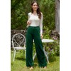Rasutina Women Wide Leg Velvet Pants Christmas Green Palazzo Pants