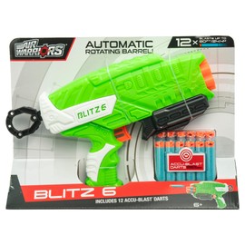 Air Warriors: Blitz 6 - Dart Blaster, 12 Accu-Blast Darts, 6 Chamber Barrel, Automatic Rotating Barrel, Shoots Up to 80ft, Kids Toy, Ages 6+