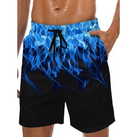 MARZXIN Swimming Shorts Men's Quick-Drying Swimming Trunks for Men with Mesh Lining Board Shorts Long Beach Shorts Breathable Swimming Trunks Boys Beach Volleyball Surfing S-3XL, black blue, XL