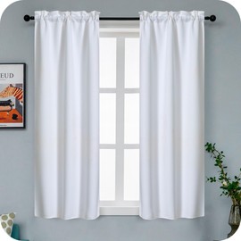 GIRASOLE HOME Coppia Tende Fiji Bianche Semi Oscuranti Termiche Morbide Tinta Unita 2 Pannelli da 90x150cm con Tasca, Bianco