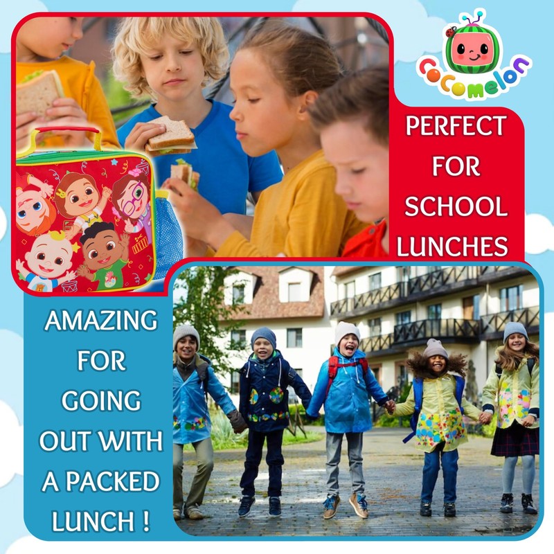 CoComelon Boys Girls Lunch Bag with Bottle Holder Kids JJ
