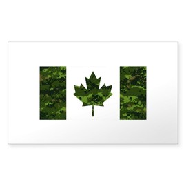 CafePress Canadian Flag with Green Camo Background Sticker Rectangle Bumper Sticker Car Decal