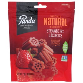 Panda Natural Strawberry Licorice Chews, Vegan, Fat Free, Kosher, Non-GMO, 7 Oz (Pack of 8)