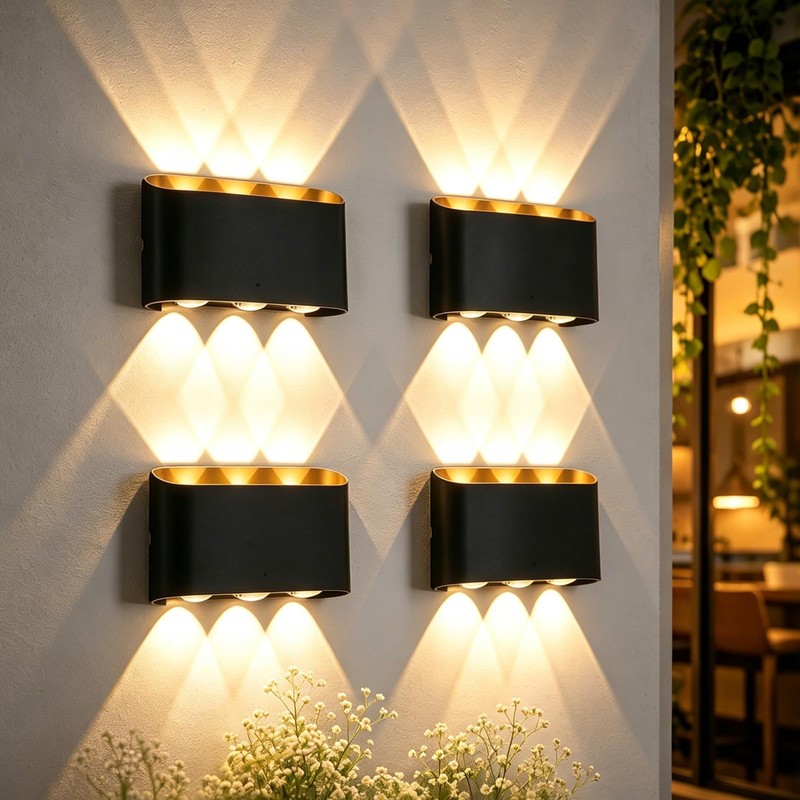 Aplique de Pared LED 800LM 3000K IP65, 4 Pack