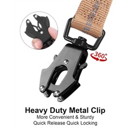 Heavy-Duty Dog Leash, 4-6 feet Shock-Absorbing Tactical Dog Leash, Advanced Simple Metal Clips and no Traction Reflective Leash, Suitable for Middle-Sized and Large Dogs (Hyena Brown).