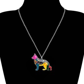 BONSNY Love Heart Enamel German Shepherd Dog Necklace 18" Pet Animal Lover Tag Gift for men women (Multicolor)