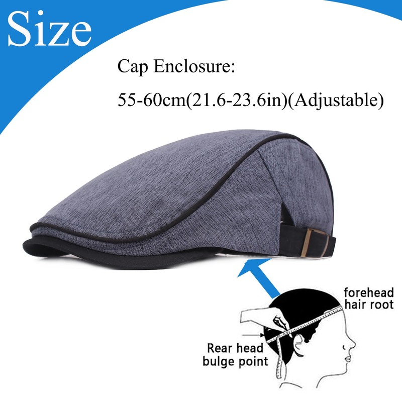HNJKJEU Peaked Caps for Men Flat Cap Adjustable Cotton Flat