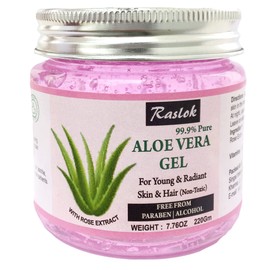 Raslok Aloe Vera Gel Pure Natural Organic Aloe Gel For Moisturizing Face Skin & Hair Care (Rose, 7.76 OZ)