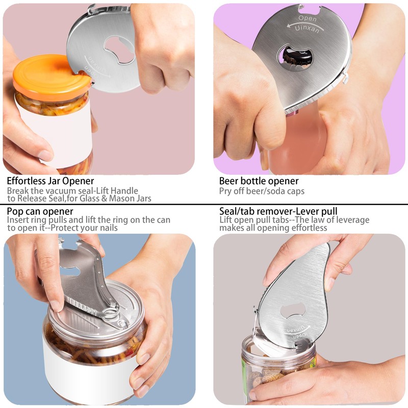 Uinxan Jar and Bottle Opener-Pull Tab Can Openers,Portable,Multifunctional,Twist Off 0.6-2.7in